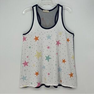 Phil Love Womens Tank Top Medium Racerback Multicolor Stars Soft Oversized NEW